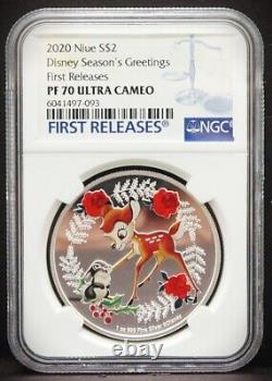 2020 NIUE $2 1oz Disney Season's Greetings First Releases NGC PF70 UC