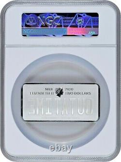2020 NIUE 2 Oz Back to the Future OUTATIME License Plate Silver Coin NGC MS69 FR