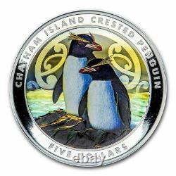 2020 New Zealand $5 Chatham Penguin Colorized 2 oz. 999 Silver Coin 750 Made
