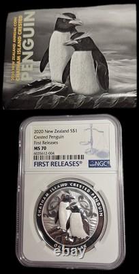 2020 New Zealand Crested Penguin $1 NGC Graded MS 70 First Releases Top Pop Rare