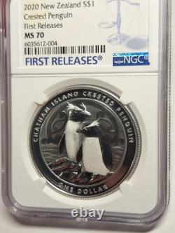 2020 New Zealand Crested Penguin $1 NGC Graded MS 70 First Releases Top Pop Rare