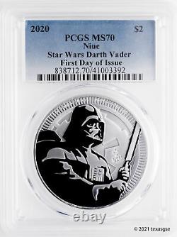 2020 Niue $2 Darth Vader 1oz Silver Coin PCGS MS70 First Day of Issue