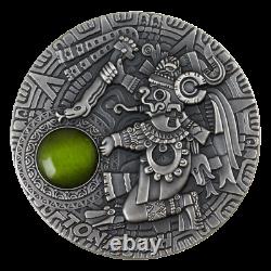 2020 Niue $5 Sun Gods Tonatiuh 2 oz Silver Coin with Gemstone 500 Made