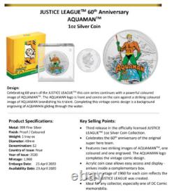 2020 Niue New Zealand Justice League 60th Anniversary Aquaman JLA DC Silver