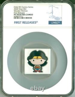2020 Niue S$2 Chibi Coin DC Comics Series Wonder Woman FR NGC PF70 UC COA OGP