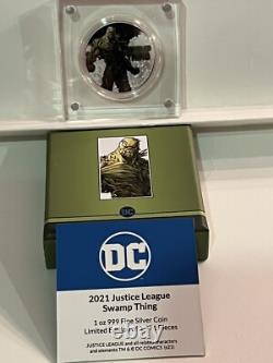2021 1oz. 999 FINE SILVER COLORIZED PROOF COIN. DC JUSTICE LEAGUE. SWAMP THING