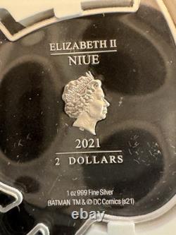 2021 1oz. 999 FINE SILVER. NIUE COIN. BATMAN FLYING. With OGP and COA