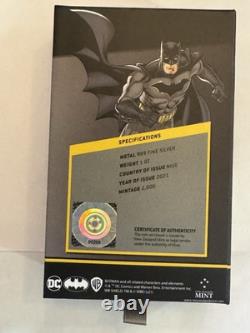 2021 1oz. 999 FINE SILVER. NIUE COIN. BATMAN FLYING. With OGP and COA