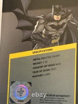 2021 1oz. 999 FINE SILVER. NIUE COIN. BATMAN FLYING. With OGP and COA