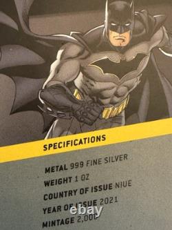 2021 1oz. 999 FINE SILVER. NIUE COIN. BATMAN FLYING. With OGP and COA