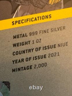2021 1oz. 999 FINE SILVER. NIUE COIN. BATMAN FLYING. With OGP and COA