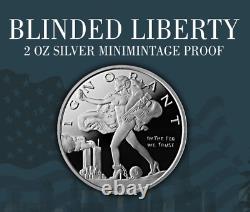 2021 2 OZ BLINDED LIBERTY PROOF Silver Shield. 999 MINI-MINTAGE IN STOCK