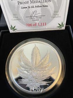 2021 2oz King Cannabis Proof Silver Shield Cures Weed Smoke Legalize IN STOCK