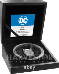 2021 DC Comics Batman Mask 2 Oz. Silver Coin High Relief Ogp Coa