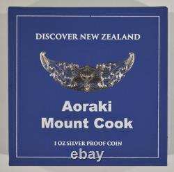 2021 Discover New Zealand 1 oz Silver Proof $1 Coin Aoraki Mount Cook