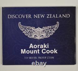 2021 Discover New Zealand 1 oz Silver Proof $1 Coin Aoraki Mount Cook