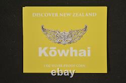 2021 Discover New Zealand 1 oz Silver Proof $1 Coin Kowhai
