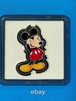 2021 Disney Mickey Mouse Shaped 1 oz Colorized Silver Coin New Zealand Mint