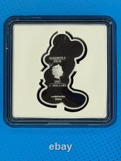 2021 Disney Mickey Mouse Shaped 1 oz Colorized Silver Coin New Zealand Mint