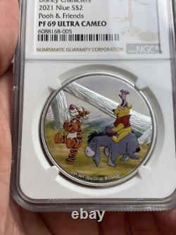 2021 Disney Pooh & Friends Niue 1 oz Silver New Zealand Mint NGC MS69 all OGP