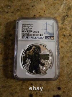 2021 Justice League Swamp Thing Pf70 Early Release Silver Coin