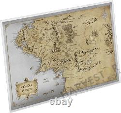 2021 Lord Of The Rings Map Of Middle Earth Premium Silver Foil 35 Grams