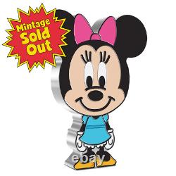 2021 Minnie Mouse Chibi Coin, $2 1oz Pure Silver, Disney, New Zealand Mint, Niue