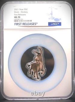 2021 NIUE $2 1oz Shrek Donkey First Releases NGC MS70