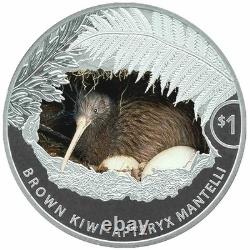 2021 New Zealand Kiwi 1 oz Silver Proof Coin, colorized, COA, Original Box