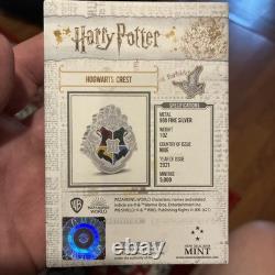 2021 New Zealand Mint Harry Potter Hogwarts Crest 1 oz. 999 Silver Coin 802/5000