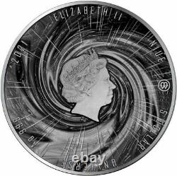 2021 Niue BLACK HOLE Universe Domed 2 Oz. 999 Silver Glow in the Dark Coin