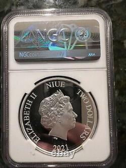 2021 Niue Disney Alice in Wonderland 1 oz Silver Proof Coin FR NGC Graded PF70