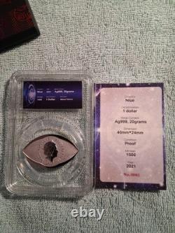 2021 Niue Sky-Eye shaped Silver Colorized Proof Coin Limited Edition 1 Of 1,500