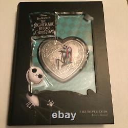 2021 Niue THE NIGHTMARE BEFORE CHRISTMAS Love is Eternal 1oz Silver Heart Coin