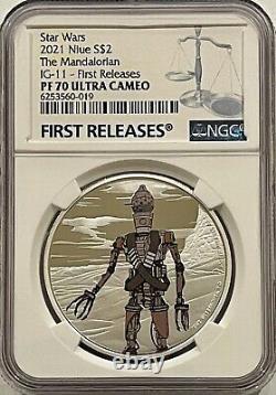 2021 Niue The Mandalorian IG-11 PF70 UC First Releases Star Wars 1 Oz Silver