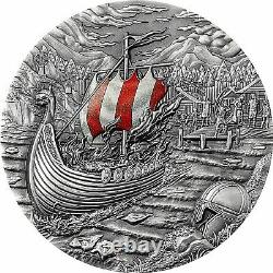 2021 Palau $10 Vikings passage & afterlife series 2oz Silver High Relief coin