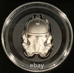 2021 Star Wars Clone Trooper Helmet 2 Oz. Silver Coin High Relief Ogp Coa