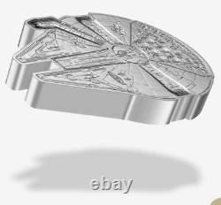 2021 Star Wars Millenium Falcon 1 oz. 999 silver shaped coin COA/OGP