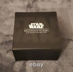 2021 Star Wars Millennium Falcon 1 oz. 999 silver shaped coin collectors box