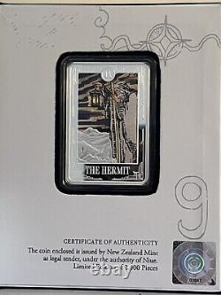 2022 1oz. 999 FINE COLORIZED SILVER PROOF TAROT CARD COIN. THE HERMIT
