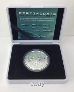 2022 Ghana ALIEN silver colorized proof coin. 999 fine silver in box