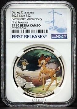 2022 NIUE $2 1oz Disney Characters Bambi 80th Anniversary NGC PF70 UC