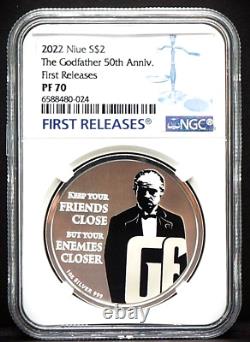 2022 NIUE $2 1oz The Godfather 50th Anniversary. 999 Silver NGC PF70