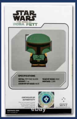 2022 Niue 1st New Zealand Star Wars Chibi Coin-Book of Boba Fett 1 Oz Silver-COA