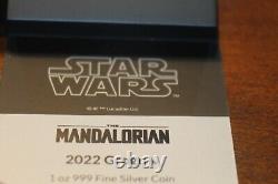 2022 Niue $2 1oz Silver Star War Mandalorian Grogu Cameo Proof Coin Box & COA