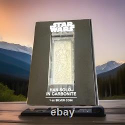 2022 Niue Star Wars Han Solo Carbonite Bar 1oz Silver Proof Coin NEW withOGP #4869 2022 Niue Star Wars Han Solo Carbonite Bar 1oz Silver Proof Coin NEW withOGP #4869