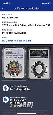2022 Rick And Morty 1 Oz. Silver Coin Ngc Pf70 First Releases