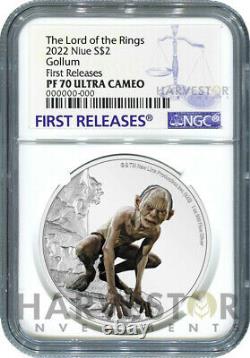 2022 The Lord Of The Rings Gollum 1 Oz. Silver Coin Ngc Pf70 First Release