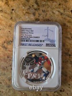 2022 Transformers Optimus Prime Ngc Fr Pf70 1oz Silver Coin