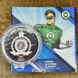 2023 3 Ounce. 999 Fine Silver New Zealand Mint Green Lantern DC Coin & Box
